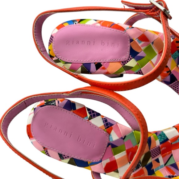 Gianni Bini Fionah Leather Multi color Strap Dress Heels Size 7.5 - Picture 2 of 8